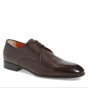 SANTONI Wescott plain toe derby dark shoes 9.5